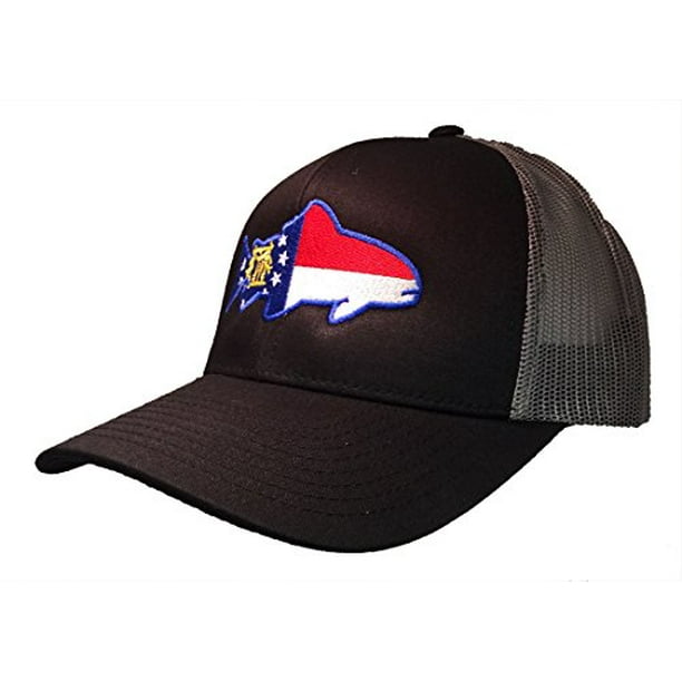 Trout American Flag Unisex Adjustable Snapback Strap Trucker Hat Mesh Hat Sun Mesh Baseball Cap 